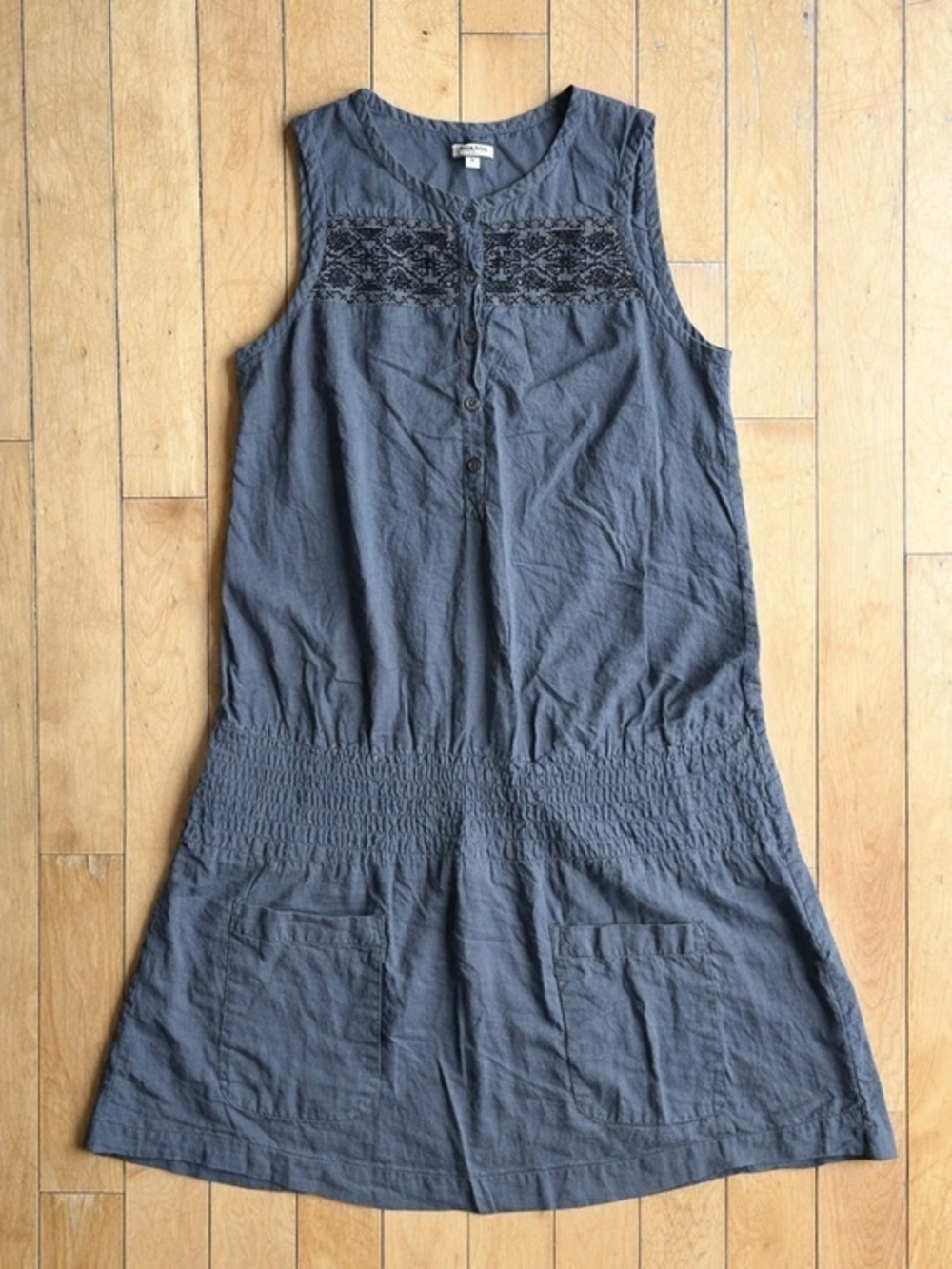 Noa Noa Sleeveless Gray Cotton Embroidered Blouse/Mini Dress Size Small